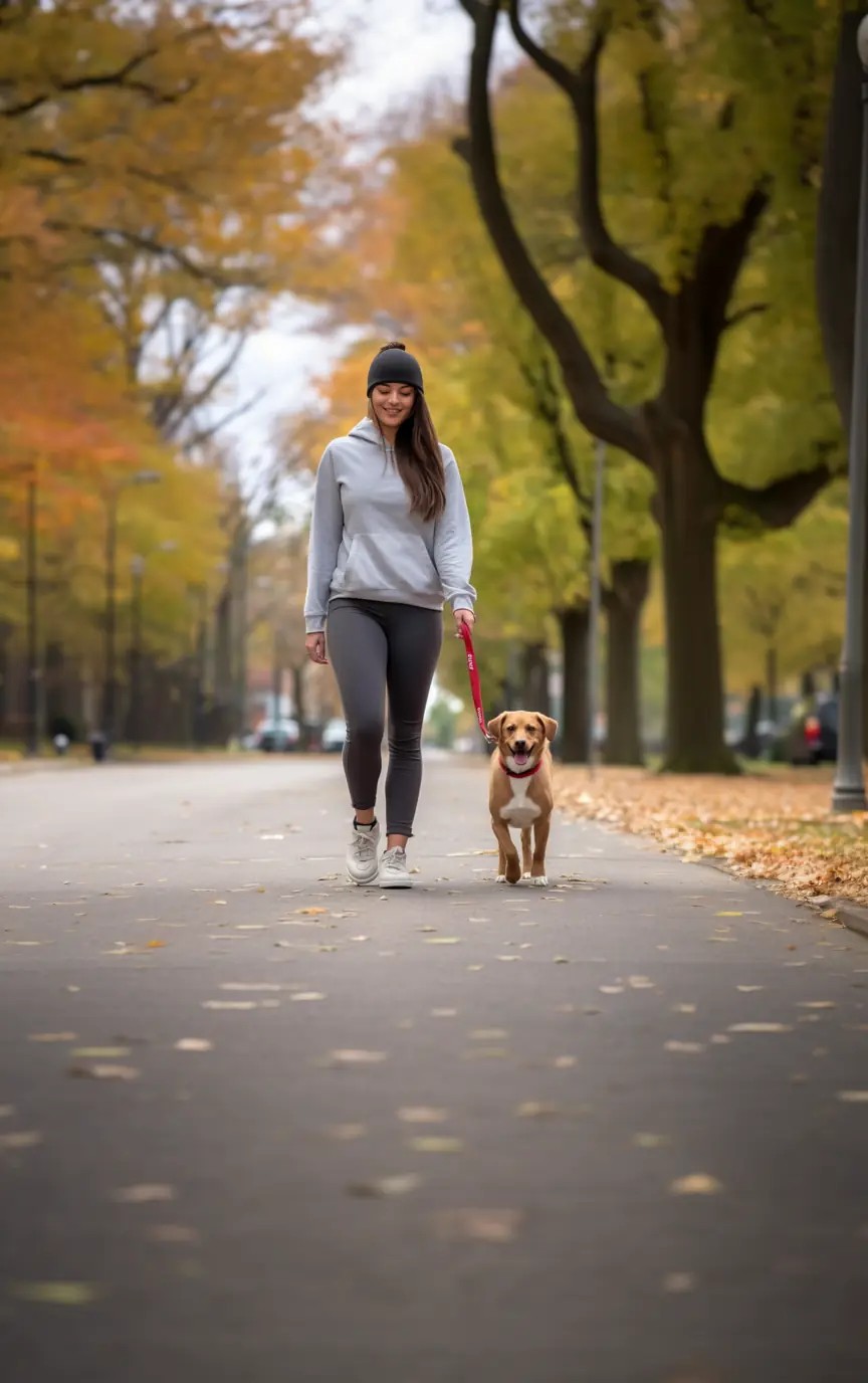 A POOCHi dog walker on the Battery Park City esplanade